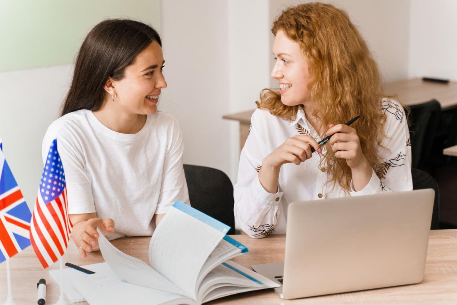 Two members on a daily speaking practice call